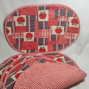 Red and White Apple Quilted Placemats